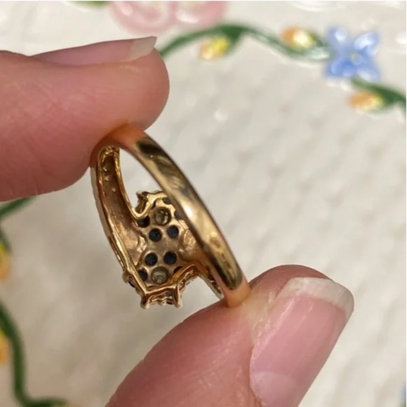 Vintage Ross-Simons Gold-Sterling Sapphire Bypass Ring - Picture 4 of 6